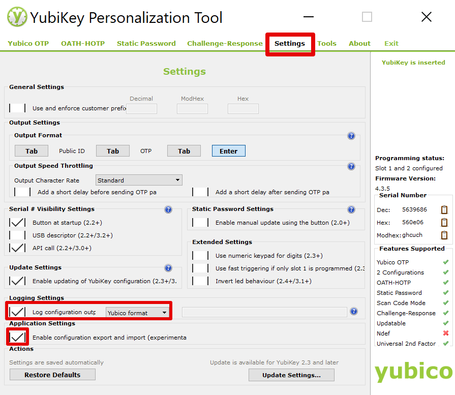 Physical Attributes — YubiKey Technical Manual documentation